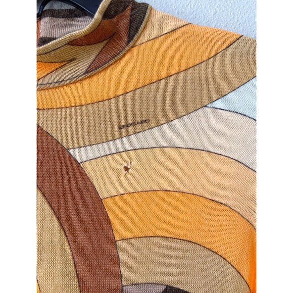 VTG Leonard Paris Geometric Knit Top Large Bergdorf Goodman Yellow Brown AS IS - Picture 5 of 11